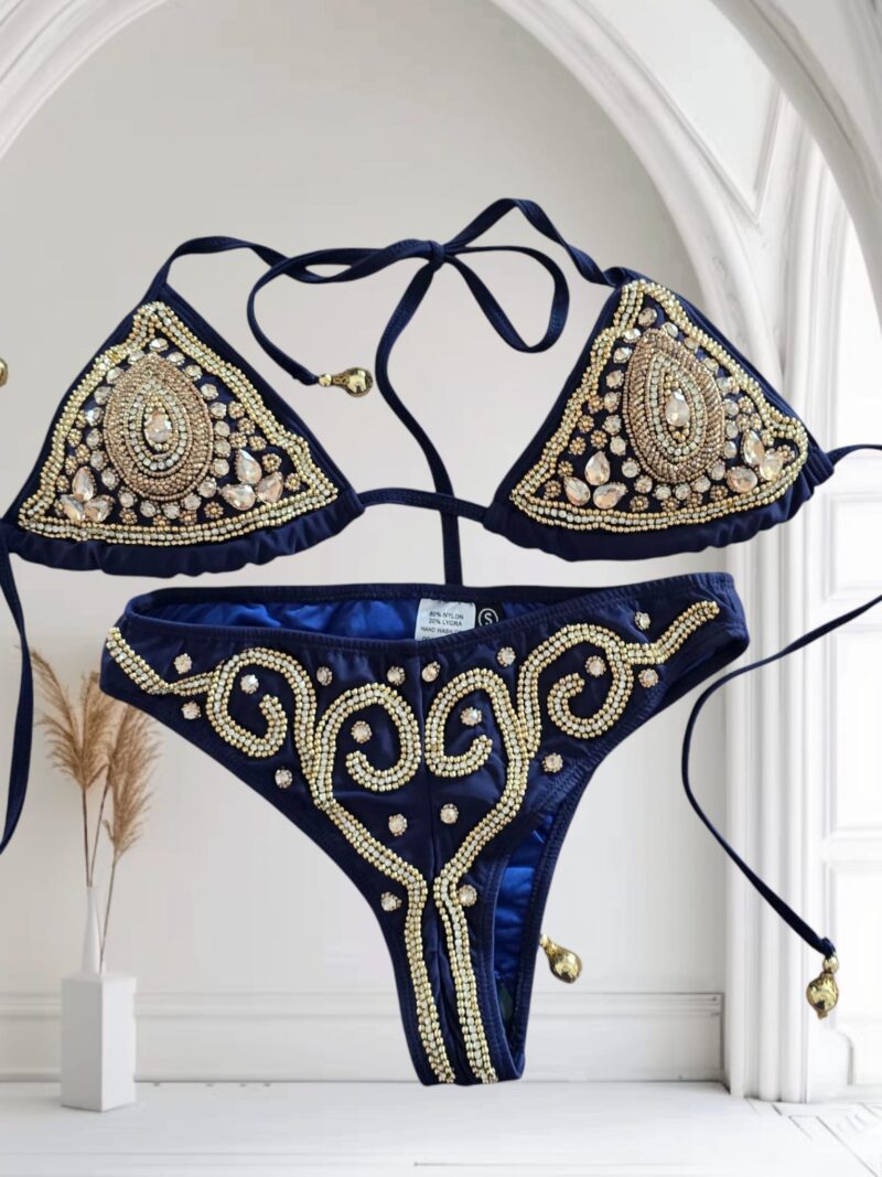 Luxury Black Crystal Bikini – Baroque Glam Swimwear - Image 6