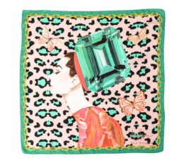 Dee X Ashley Longshore Green Leopard Silk Scarf