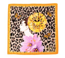 Dee X Ashley Longshore Orange Leopard Silk Scarf