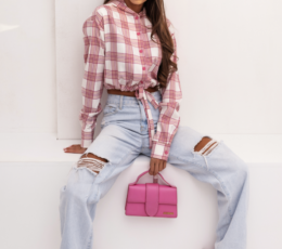 SOHO Checked Hooded Shirt - Pink and Fuchsia