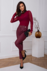 GAIL Leather Cigarette Pants - Burgundy