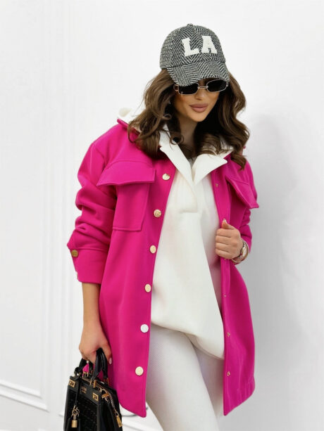 Coat with gold studs B - Fuchsia