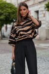 SOLENE Beige Zebra Sweater