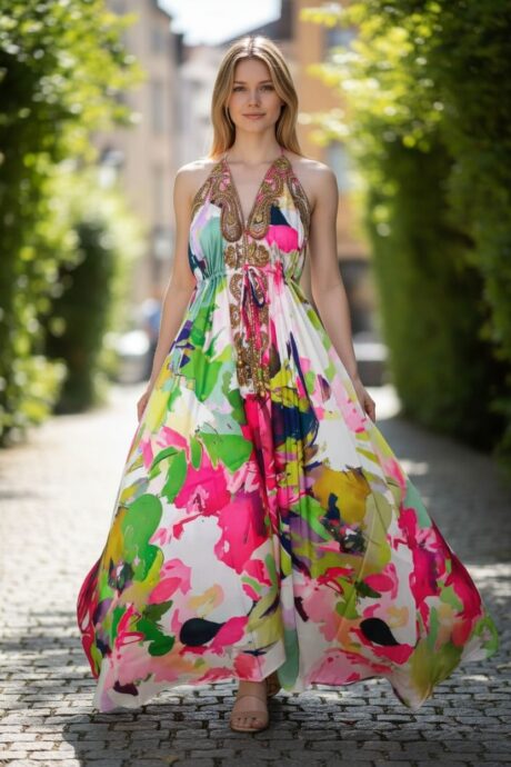 Art Print Halter Dress