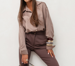 MADDIE Satin Shirt - Fango