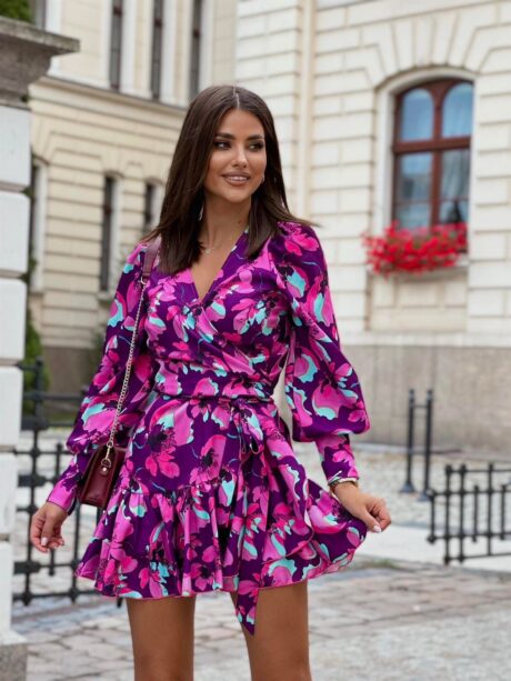 Dress "ANNA" - Purple Flowers